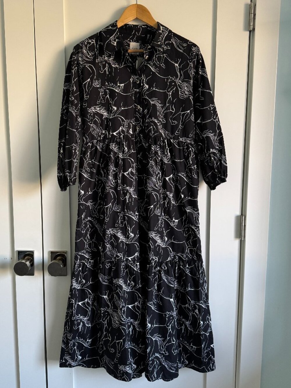 Anthropologie Maeve The Bettina dress in Black horse pattern Size S NWT
